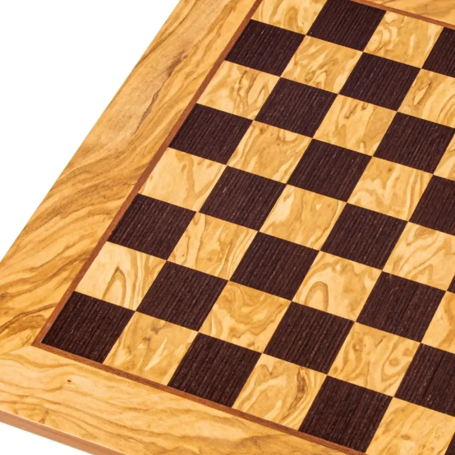 Wooden chessboard olive and wenge 40x40 | Chessboard made of olive wood and veneer